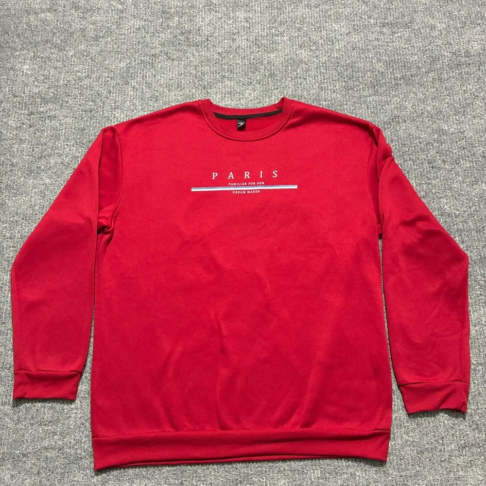 Manfinity Paris Mens Pullover Sweatshirt Size‎ 2XL Red Long Sleeve Crew Neck